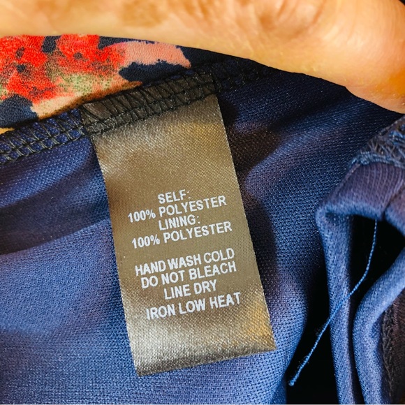 Lulus floral dress size Small navy and orange cold shoulder shifting dear NWT - Picture 8 of 10